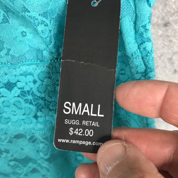 Vintage Rampage Slip Dress  Women S Babydoll Teal Green Lace Y2K 90s Sheer  NEW - Picture 14 of 16
